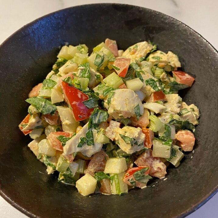 主夫がつくる鶏むね肉とセロリのサラダ カレー風味